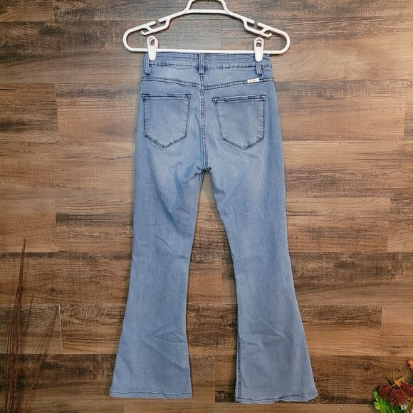 Kancan Jeans 26 P Flare Mid Rise Medium Light Wash Stretch Denim - Picture 2 of 11